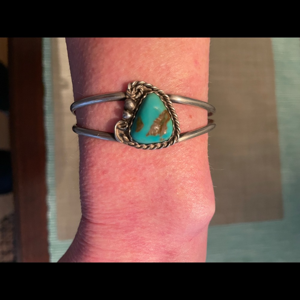 Native American Helen Harrison Turquoise Sterling Cuff Bracelet over 14g